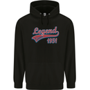 Legend Since 72nd Birthday 1951 Mens 80% Cotton Hoodie Black