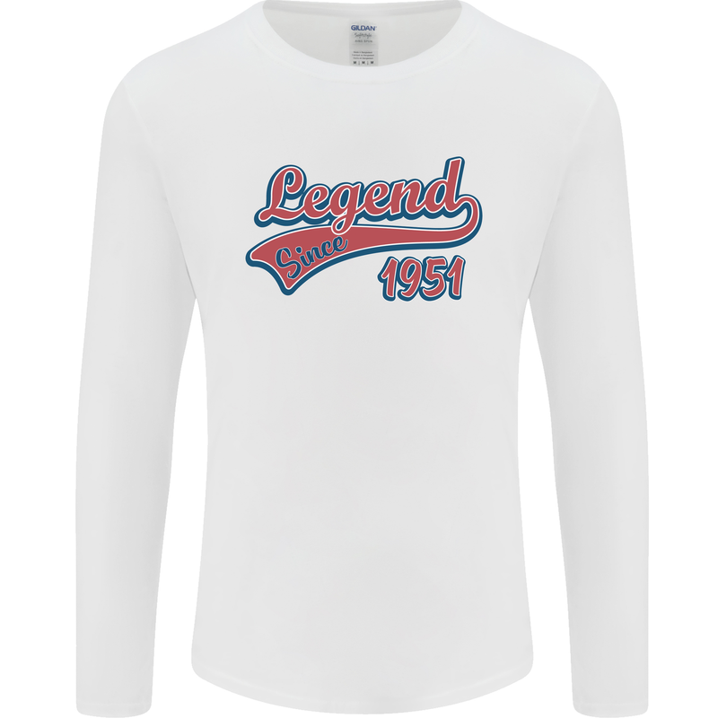 Legend Since 72nd Birthday 1951 Mens Long Sleeve T-Shirt White