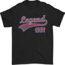 Legend Since 72nd Birthday 1951 Mens T-Shirt 100% Cotton Black