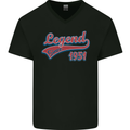 Legend Since 72nd Birthday 1951 Mens V-Neck Cotton T-Shirt Black