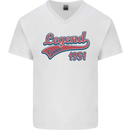 Legend Since 72nd Birthday 1951 Mens V-Neck Cotton T-Shirt White