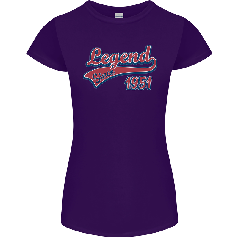 Legend Since 72nd Birthday 1951 Womens Petite Cut T-Shirt Purple