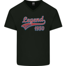 Legend Since 73rd Birthday 1950 Mens V-Neck Cotton T-Shirt Black