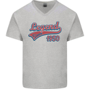 Legend Since 73rd Birthday 1950 Mens V-Neck Cotton T-Shirt Sports Grey