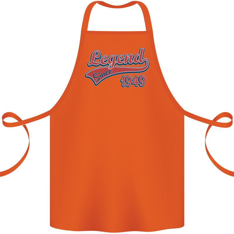 Legend Since 74th Birthday 1949 Cotton Apron 100% Organic Orange