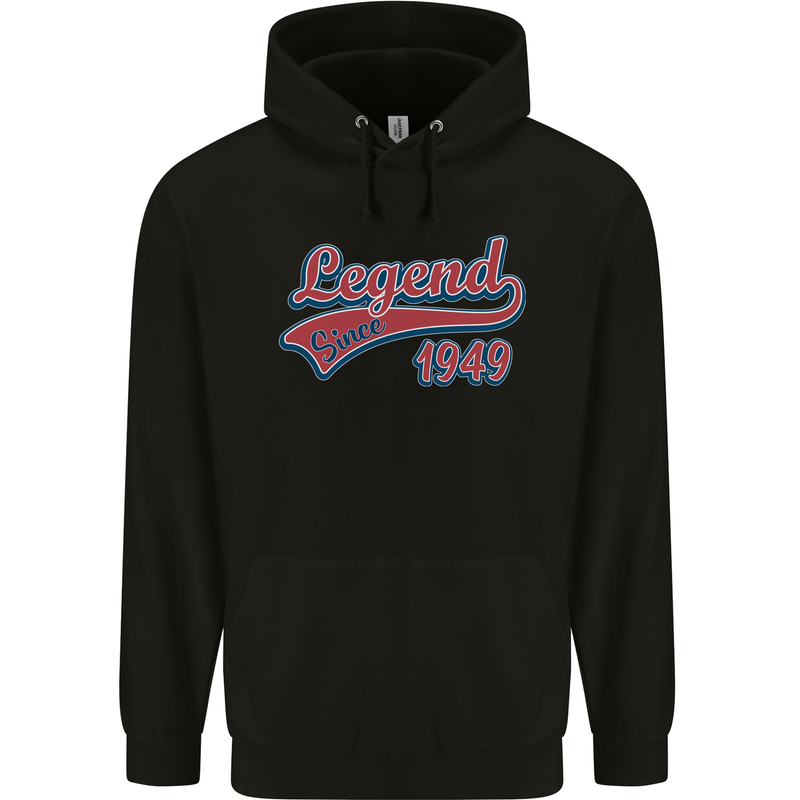 Legend Since 74th Birthday 1949 Mens 80% Cotton Hoodie Black