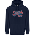 Legend Since 74th Birthday 1949 Mens 80% Cotton Hoodie Navy Blue