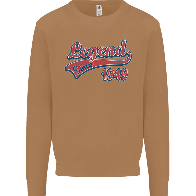 Legend Since 74th Birthday 1949 Mens Sweatshirt Jumper Caramel Latte