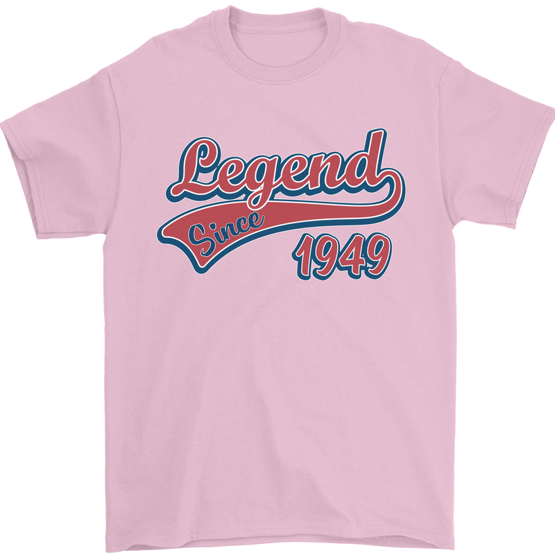 Legend Since 74th Birthday 1949 Mens T-Shirt 100% Cotton Light Pink