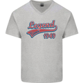 Legend Since 74th Birthday 1949 Mens V-Neck Cotton T-Shirt Sports Grey