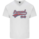 Legend Since 74th Birthday 1949 Mens V-Neck Cotton T-Shirt White