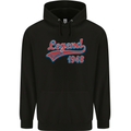 Legend Since 75th Birthday 1948 Mens 80% Cotton Hoodie Black