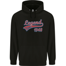 Legend Since 75th Birthday 1948 Mens 80% Cotton Hoodie Black