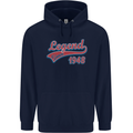 Legend Since 75th Birthday 1948 Mens 80% Cotton Hoodie Navy Blue