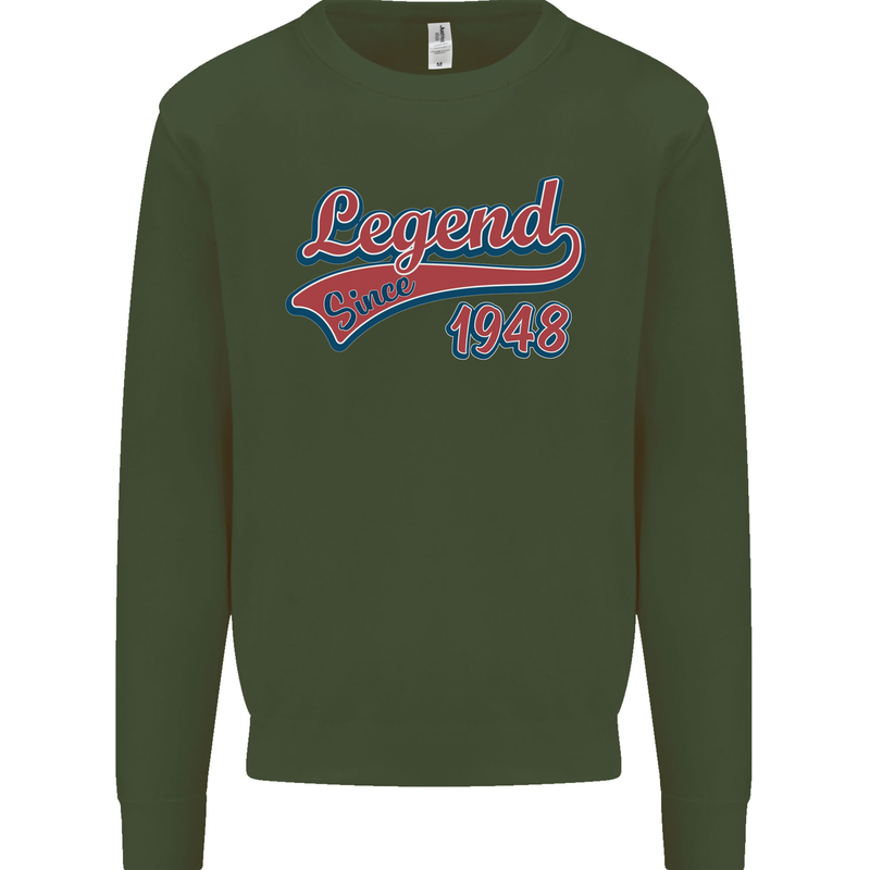 Legend Since 75th Birthday 1948 Mens Sweatshirt Jumper Forest Green