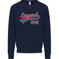 Legend Since 75th Birthday 1948 Mens Sweatshirt Jumper Navy Blue