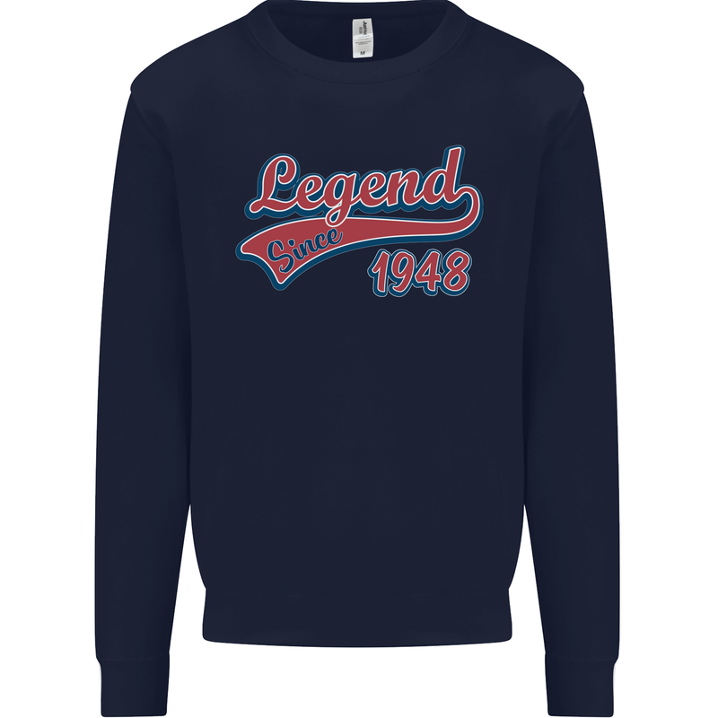 Legend Since 75th Birthday 1948 Mens Sweatshirt Jumper Navy Blue