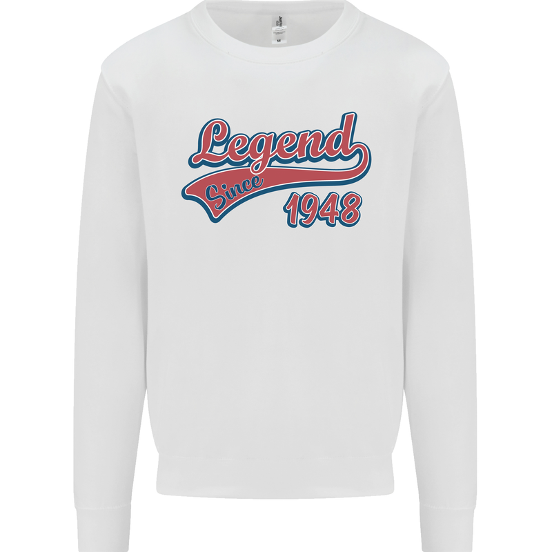 Legend Since 75th Birthday 1948 Mens Sweatshirt Jumper White