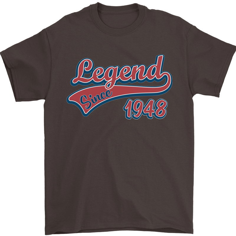 Legend Since 75th Birthday 1948 Mens T-Shirt 100% Cotton Dark Chocolate