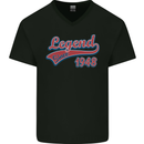 Legend Since 75th Birthday 1948 Mens V-Neck Cotton T-Shirt Black