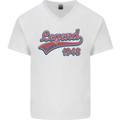 Legend Since 75th Birthday 1948 Mens V-Neck Cotton T-Shirt White