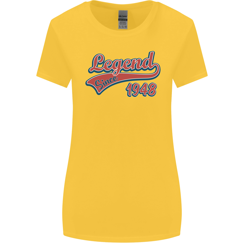 Legend Since 75th Birthday 1948 Womens Wider Cut T-Shirt Yellow