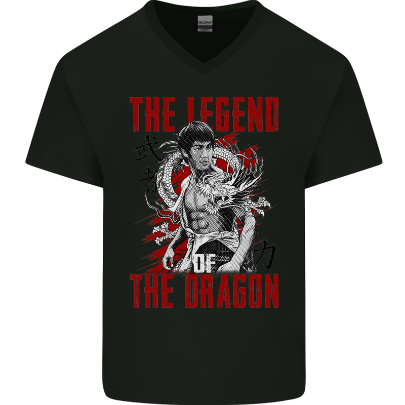 Legend of the Dragon MMA Martial Arts Movie Mens V-Neck Cotton T-Shirt Black