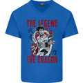 Legend of the Dragon MMA Martial Arts Movie Mens V-Neck Cotton T-Shirt Royal Blue