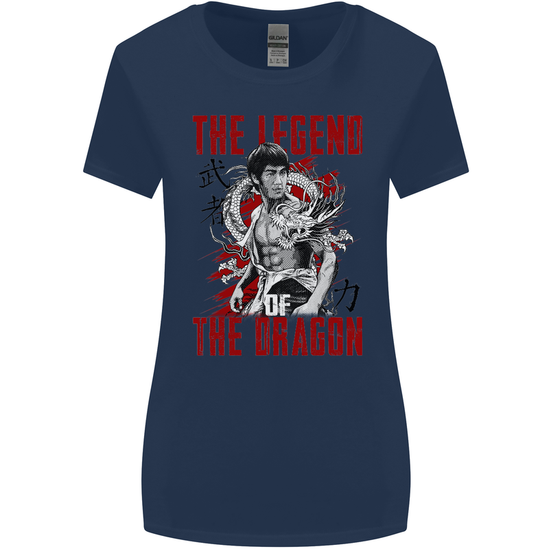 Legend of the Dragon MMA Martial Arts Movie Womens Wider Cut T-Shirt Navy Blue