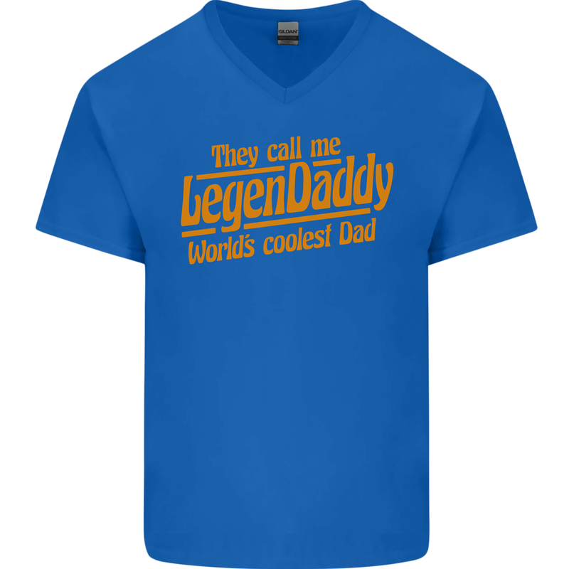 Legendaddy Funny Father's Day Daddy Mens V-Neck Cotton T-Shirt Royal Blue