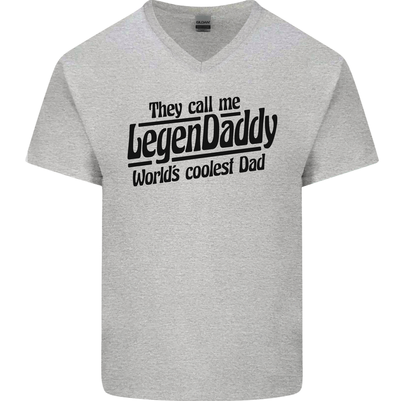 Legendaddy Funny Father's Day Daddy Mens V-Neck Cotton T-Shirt Sports Grey