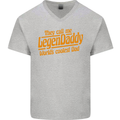 Legendaddy Funny Father's Day Daddy Mens V-Neck Cotton T-Shirt Sports Grey