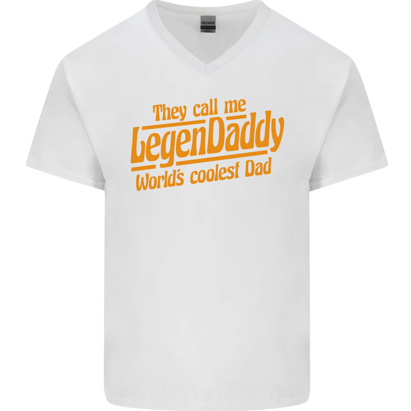 Legendaddy Funny Father's Day Daddy Mens V-Neck Cotton T-Shirt White