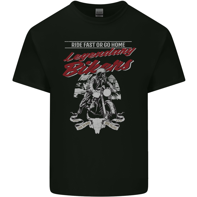 Legendary Bikers Skull Motorcycle Motorbike Mens Cotton T-Shirt Tee Top Black