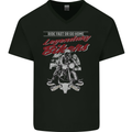 Legendary Bikers Skull Motorcycle Motorbike Mens V-Neck Cotton T-Shirt Black
