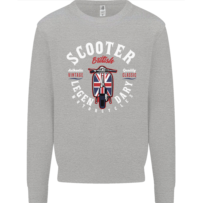 Legendary British Scooter Motorcycle MOD Kids Sweatshirt Jumper Sports Grey