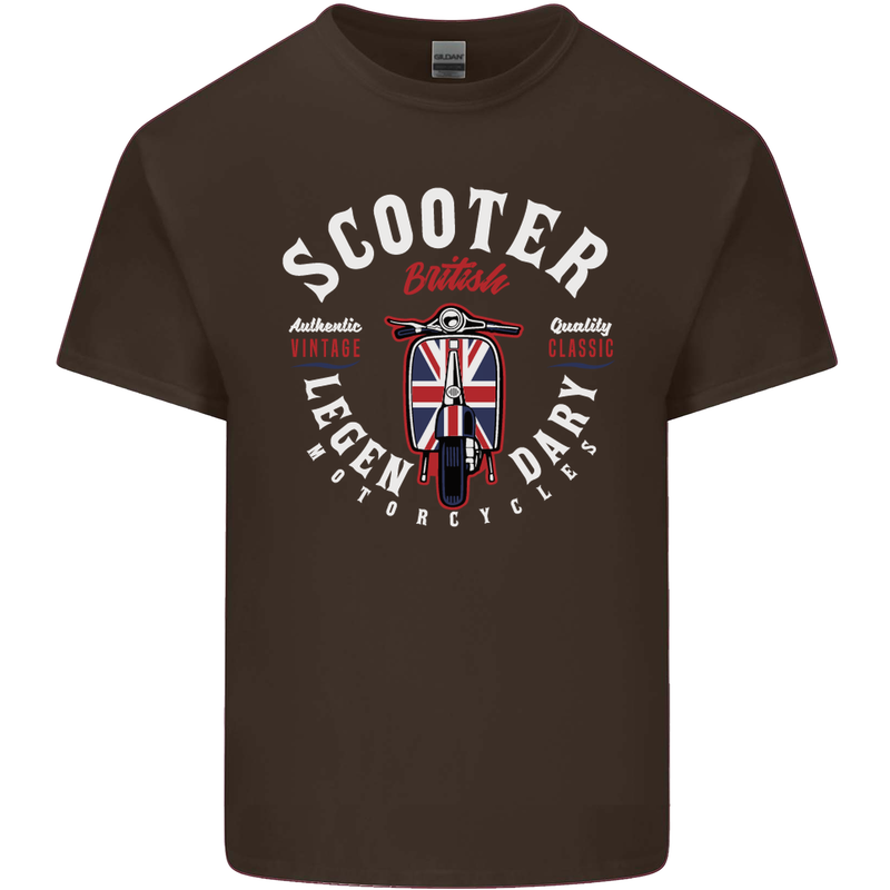 Legendary British Scooter Motorcycle MOD Mens Cotton T-Shirt Tee Top Dark Chocolate