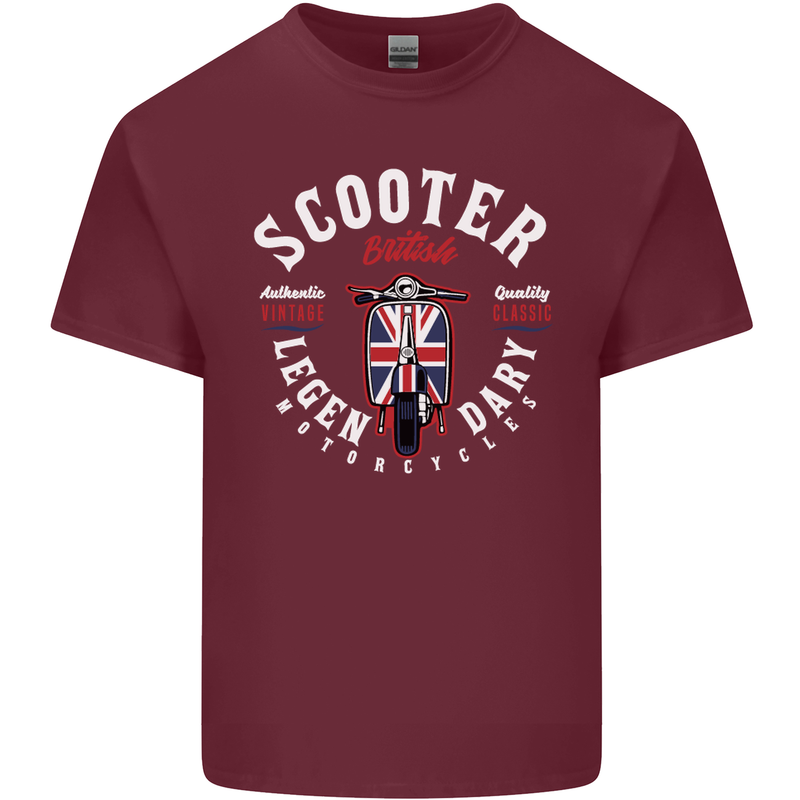 Legendary British Scooter Motorcycle MOD Mens Cotton T-Shirt Tee Top Maroon