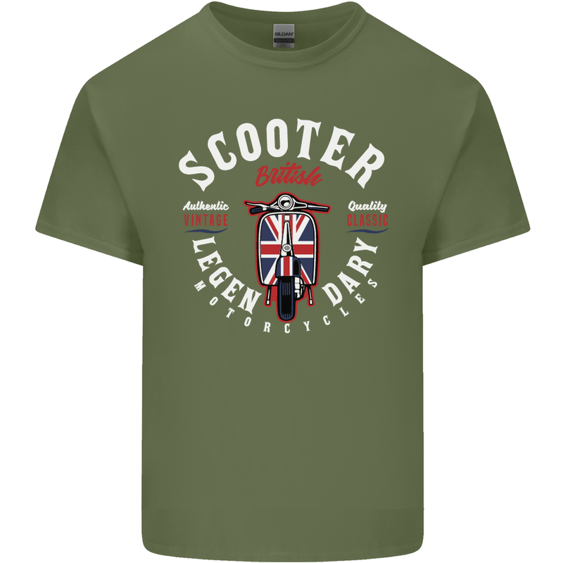 Legendary British Scooter Motorcycle MOD Mens Cotton T-Shirt Tee Top Military Green