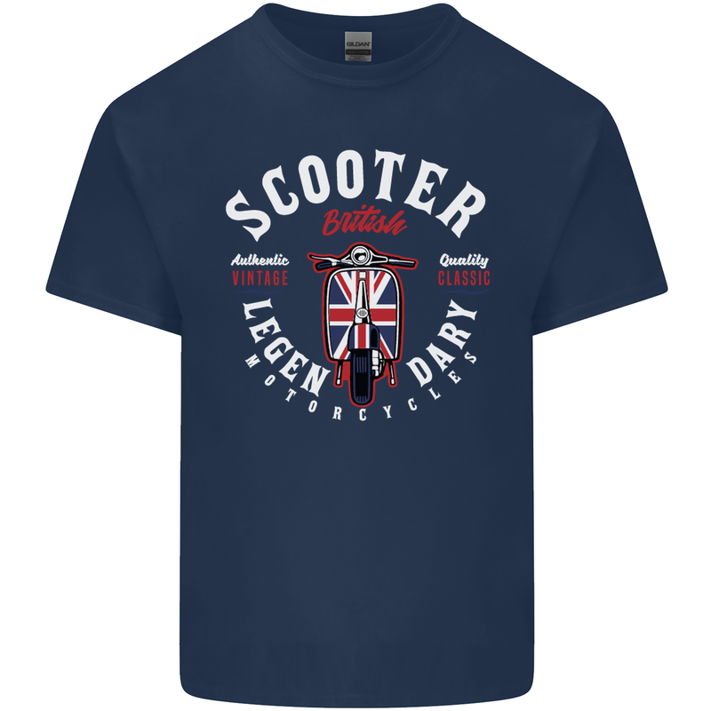 Legendary British Scooter Motorcycle MOD Mens Cotton T-Shirt Tee Top Navy Blue