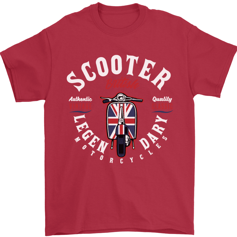 Legendary British Scooter Motorcycle MOD Mens T-Shirt Cotton Gildan Red