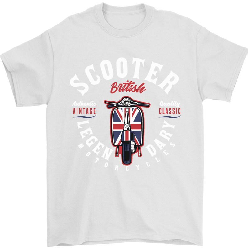 Legendary British Scooter Motorcycle MOD Mens T-Shirt Cotton Gildan White