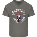Legendary British Scooter Motorcycle MOD Mens V-Neck Cotton T-Shirt Charcoal