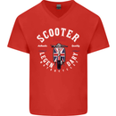 Legendary British Scooter Motorcycle MOD Mens V-Neck Cotton T-Shirt Red