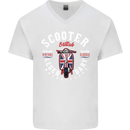 Legendary British Scooter Motorcycle MOD Mens V-Neck Cotton T-Shirt White