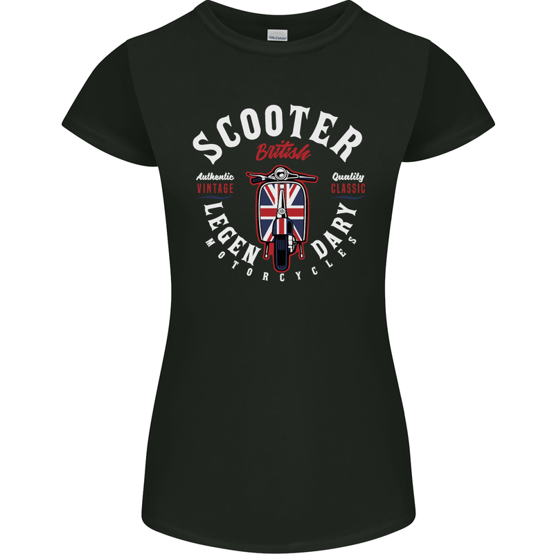 Legendary British Scooter Motorcycle MOD Womens Petite Cut T-Shirt Black
