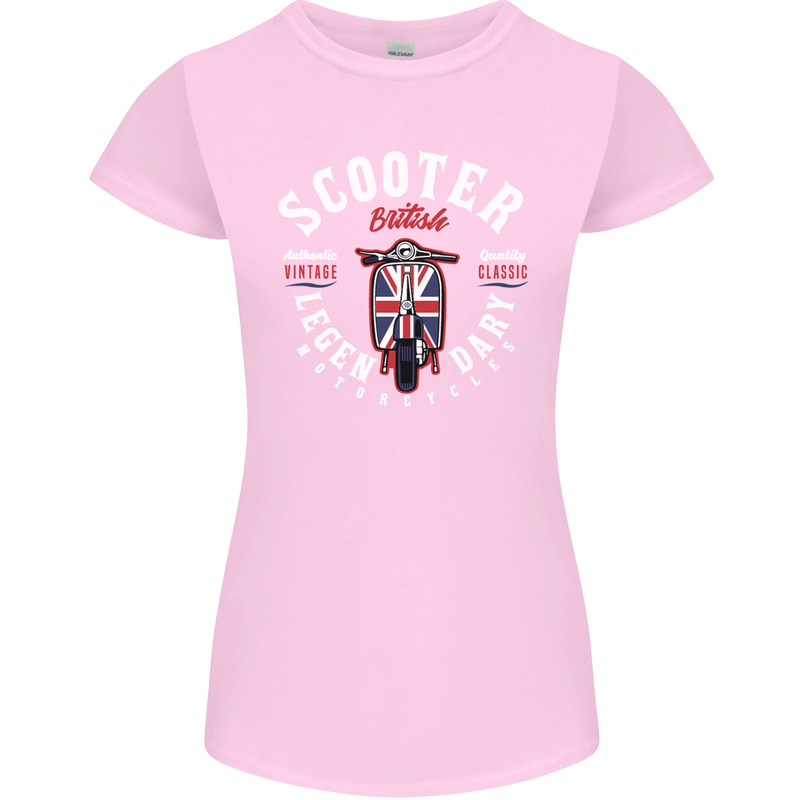 Legendary British Scooter Motorcycle MOD Womens Petite Cut T-Shirt Light Pink