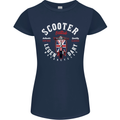 Legendary British Scooter Motorcycle MOD Womens Petite Cut T-Shirt Navy Blue