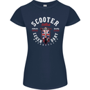 Legendary British Scooter Motorcycle MOD Womens Petite Cut T-Shirt Navy Blue