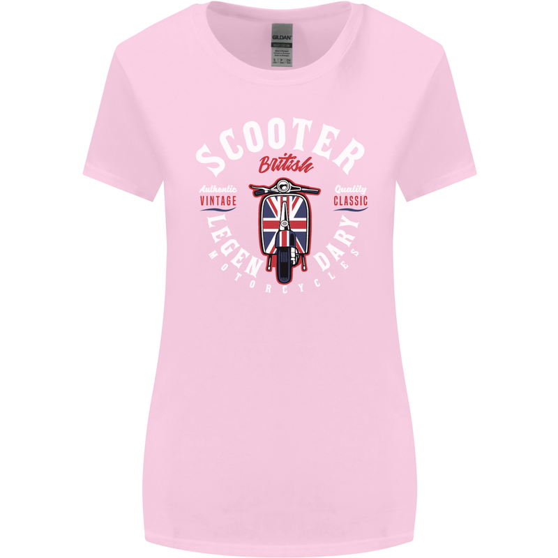 Legendary British Scooter Motorcycle MOD Womens Wider Cut T-Shirt Light Pink